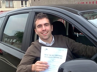 Congratulations to Tony Coccoran who passed first time.  The drive was good enough to easily pass an advanve driving test. He started lessons on the 1st of June and passed on the second of August just in time to leave for America to continue University studies. Well done Tony....